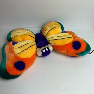Vintage B.J. Toy Butterfly Plush Stuffed Animal Stuffy Large Colorful yellow